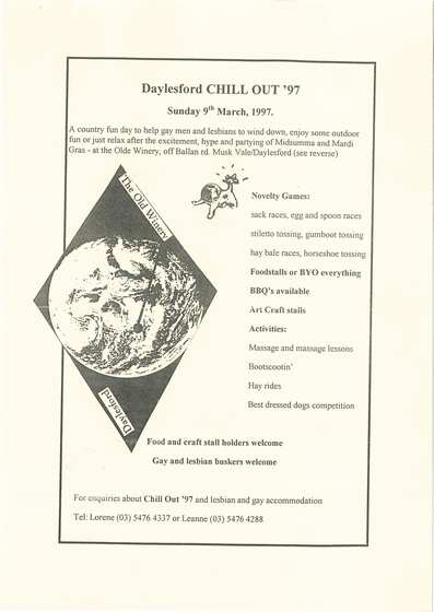 Flyer advertising the first ChillOut Festival