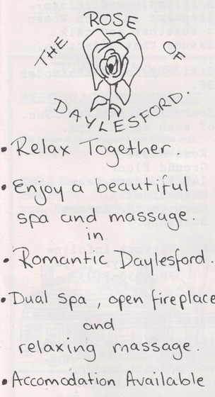 hand-written list of offerings from "The Rose of Daylesford"