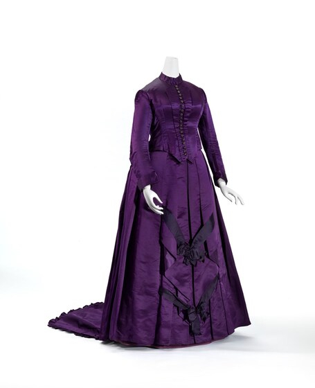 Purple wedding dress on a mannequin