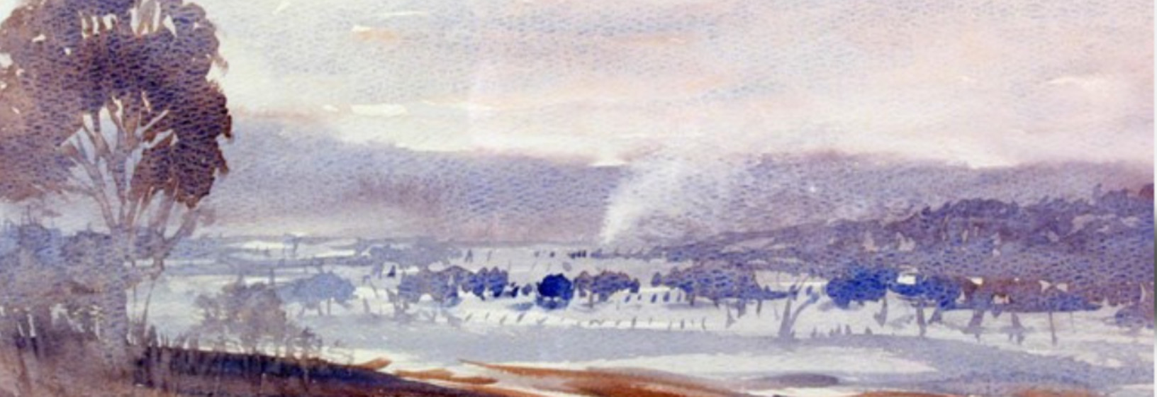 landscape painting in blue tones