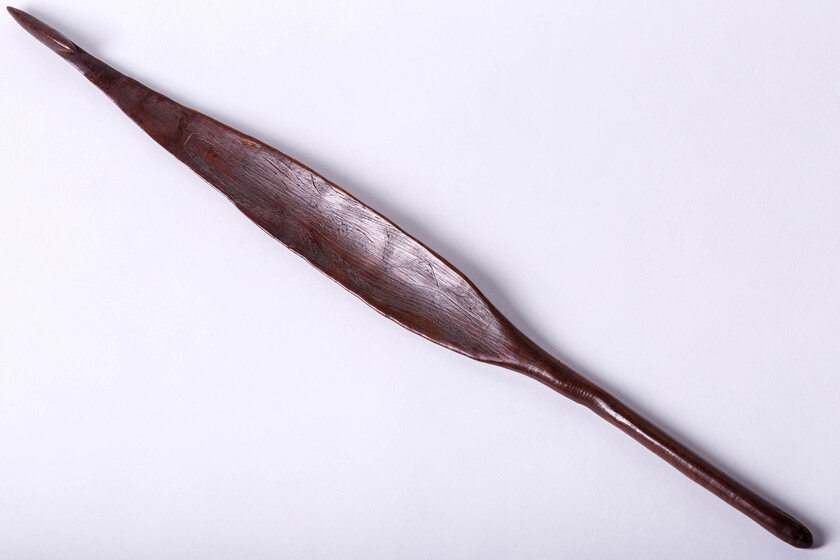 flat timber spear with wide body