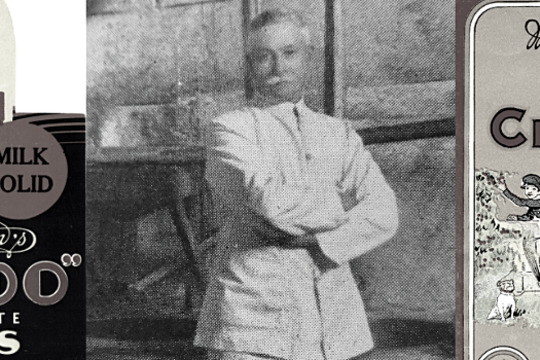 Collage of MacPherson Robertson with freddo frog and cherry ripe labels