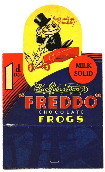 An early Freddo Frog chocolate wrapper