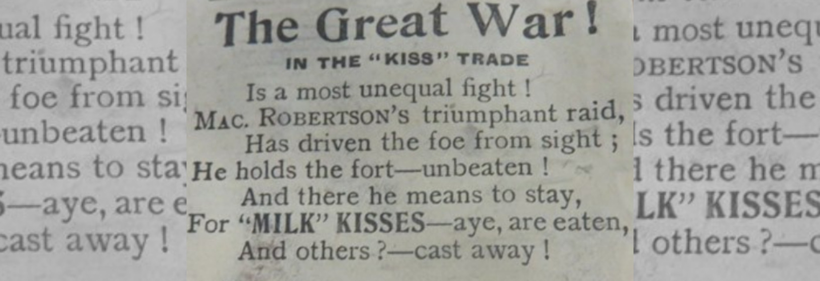 Collage advertisement for 'Milk Kisses'