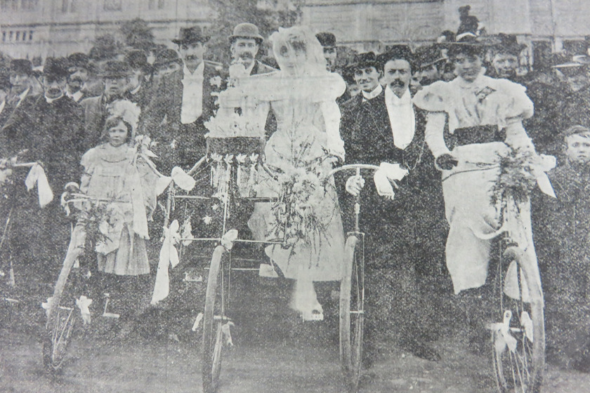People on bicycles