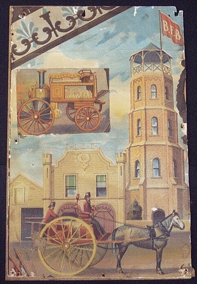 Sketch depicting horse drawn carriage with passengers