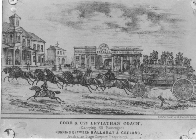 Illustration of carriage drawn by eight horses