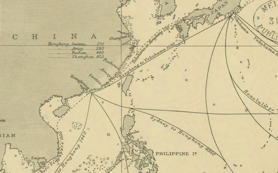 Chart of the world showing tracks