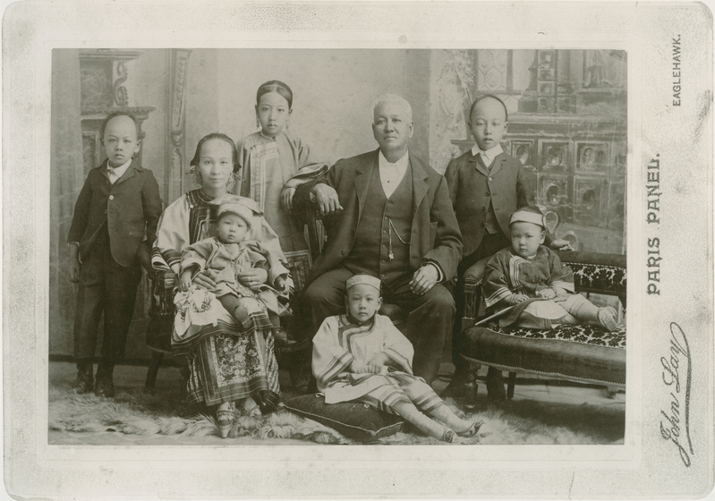 Family of eight posing for portrait