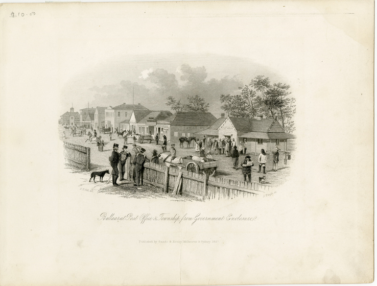 Print of a township scene