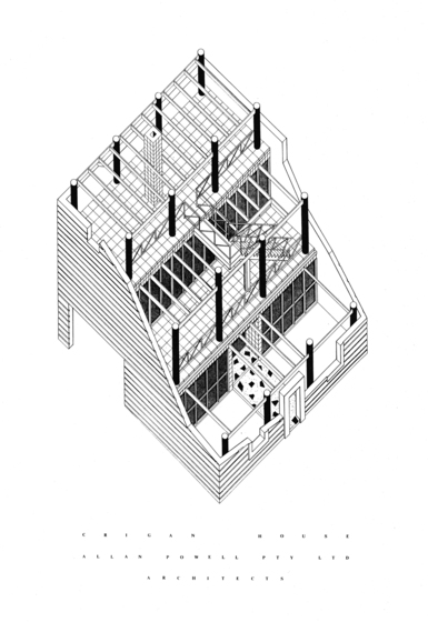 Architectural sketch of house interior