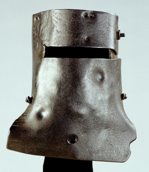 Metal, full-faced helmet