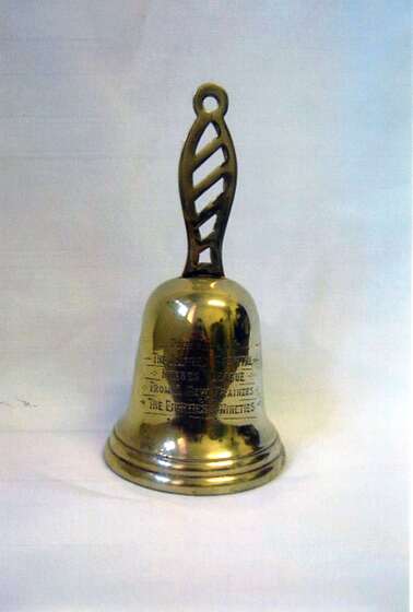 Hand bell with wrought iron-like handle