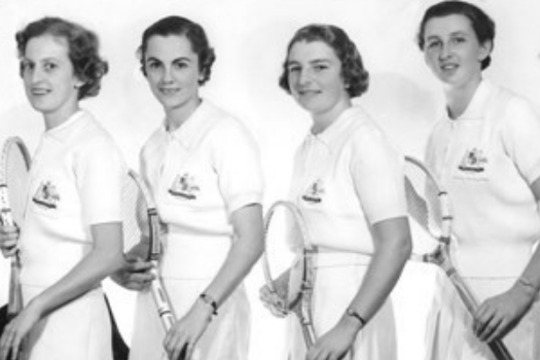 Australian Women’s Tennis team in uniform standing side by side