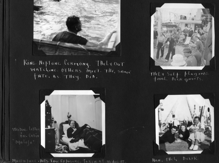 Page from Neil Hopman's photo album displaying 4 black and white photographs with handwritten titles underneath