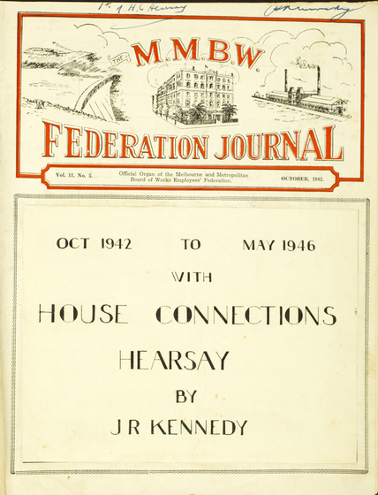 Journal cover with red and black text