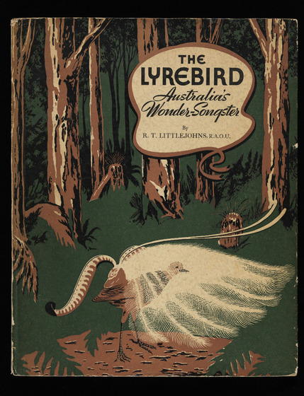 The cover of this book features a coloured illustration of the lyrebird in a forest setting, dancing on a mound whilst displaying grand tail feathers.