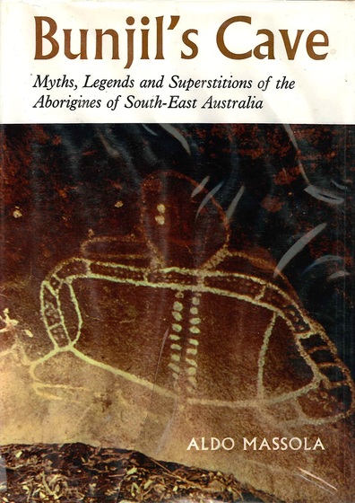 Book cover "Bunjil's Cave" with Aboriginal art