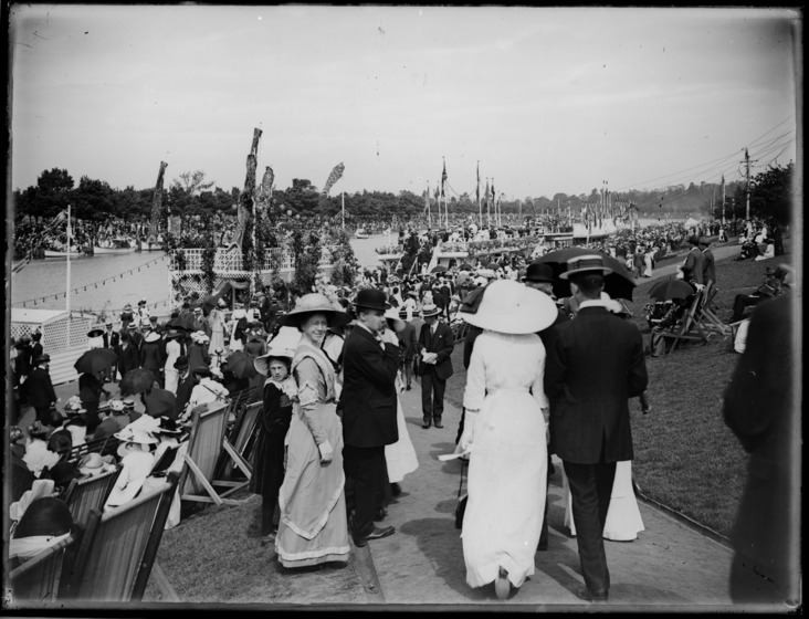 Crowd of people at boat race