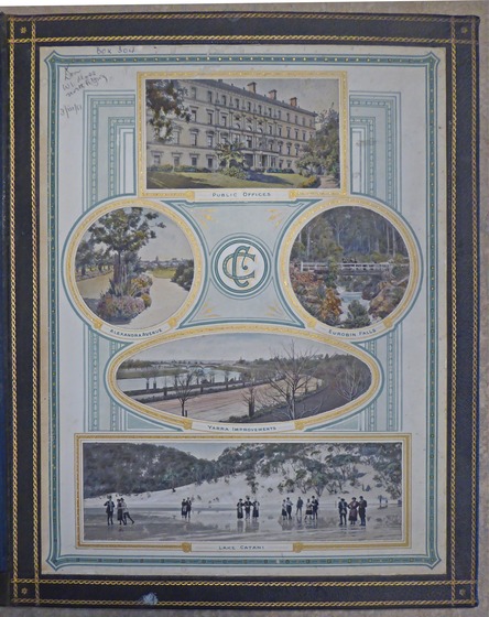 five pictures of buildings and other scenes in a framed presentation