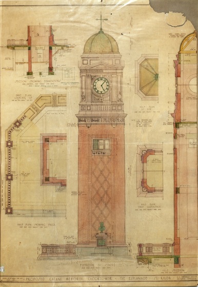 an architectural drawing of a proposed clocktower 