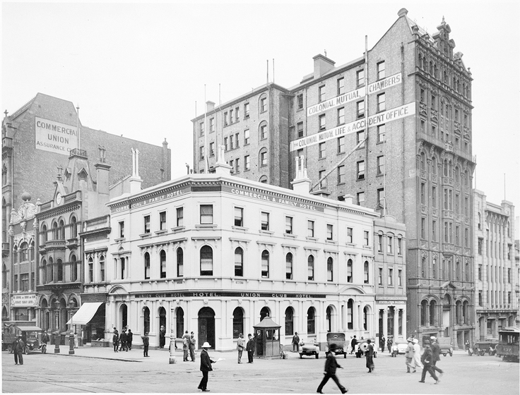 Buildings on a street corner