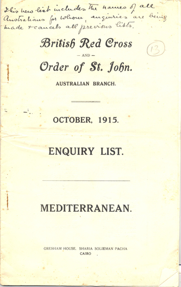 A printed list of names
