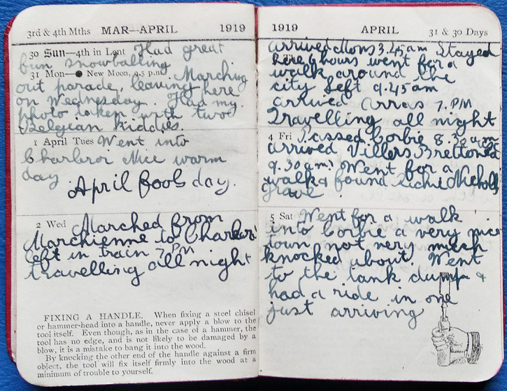 Handwritten diary