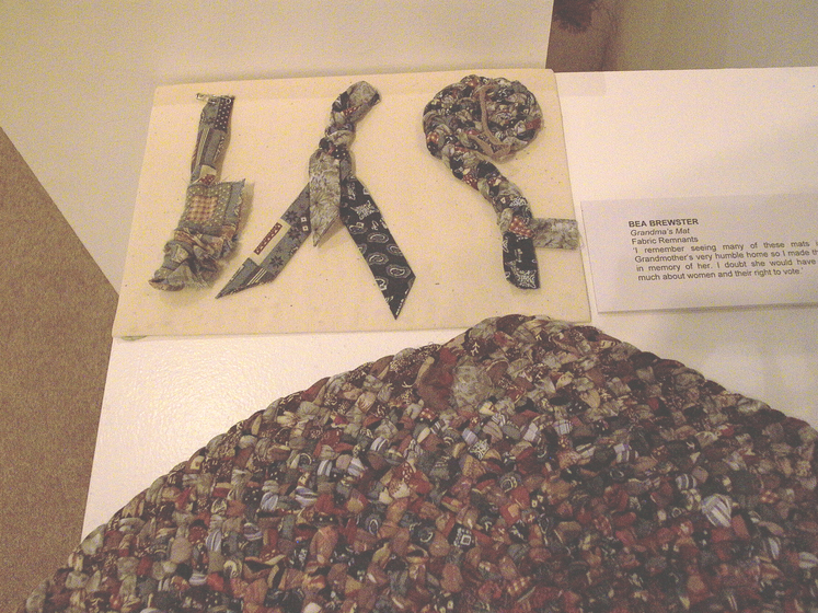 Mat made from fabric remnants with samples to show technique.