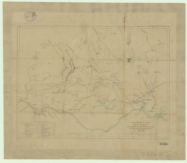 Black on white printed map of the country between Melbourne and the River Glenelg.
