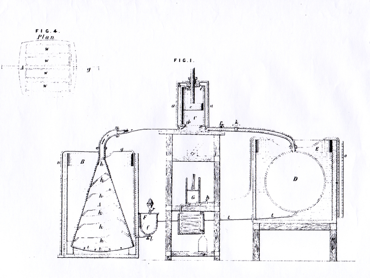 Black on white diagram, showing cross-sections of simple machinery.