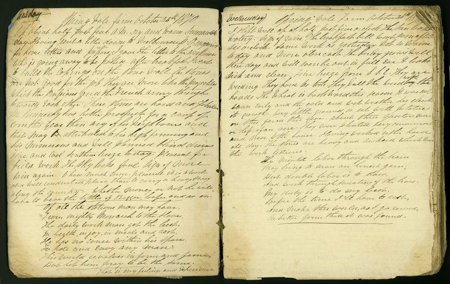 Double page spread of a handwritten diary on lined paper.