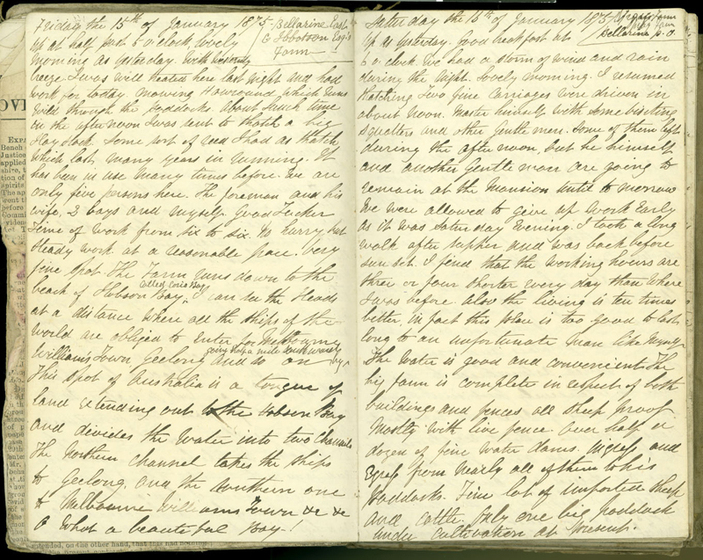 Double page spread of a handwritten diary.