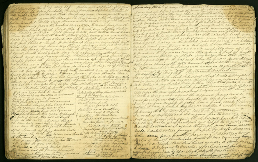 Double page spread of a handwritten diary.