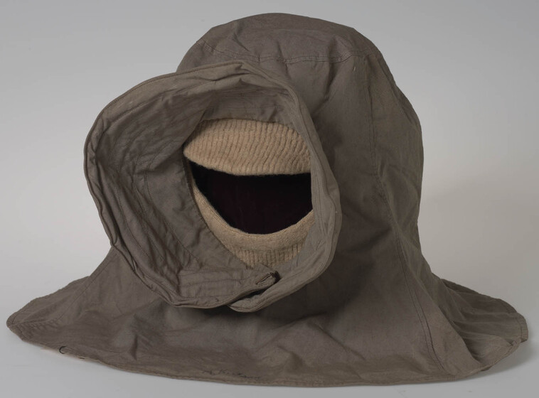 Canvas helmet and balaclava.