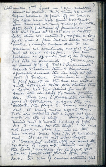 Blue on white handwritten diary page with the title, 'Wednesday 2nd June.'