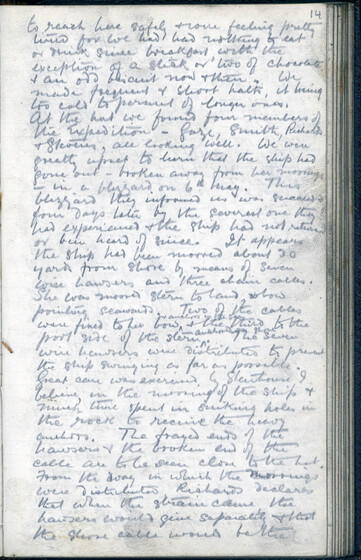Blue on white handwritten diary page.