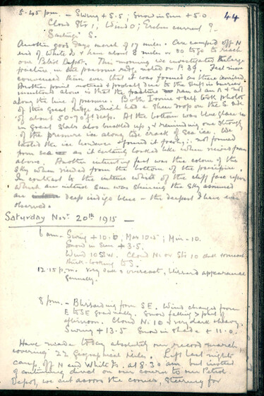 Page of a diary handwritten in pencil.