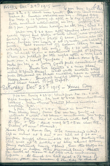 Page of a diary handwritten in pencil.