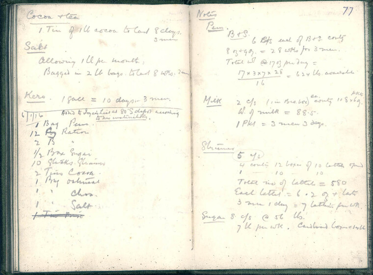 Two pages of an inventory handwritten in pencil.