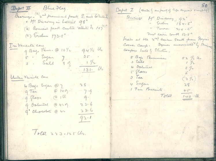 Two pages of an inventory handwritten in pencil.