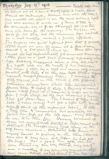 Page of a diary handwritten in pencil.