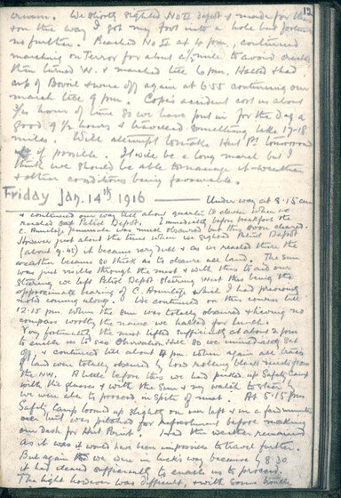 Page of a diary handwritten in pencil.