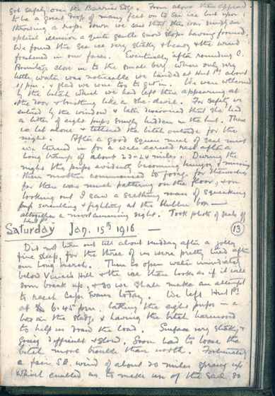 Page of a diary handwritten in pencil.