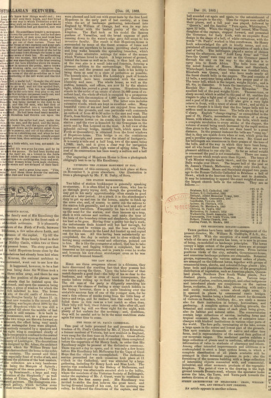 Printed newspaper article title, 'The Bells of St Paul's Cathedral.'