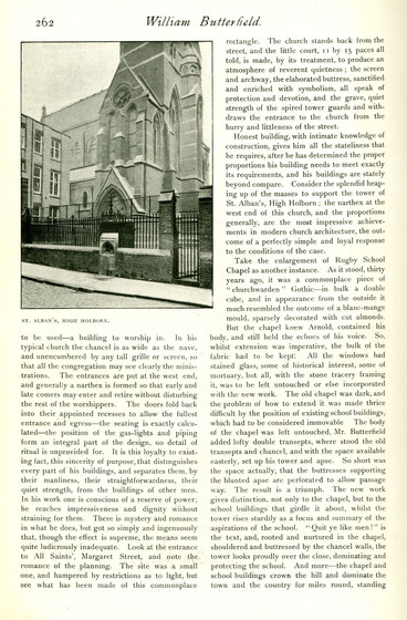 Page from a magazine with a black and white picture of a Gothic Revival church.