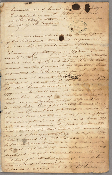 Page of ink pen cursive handwriting on an aged piece of paper.