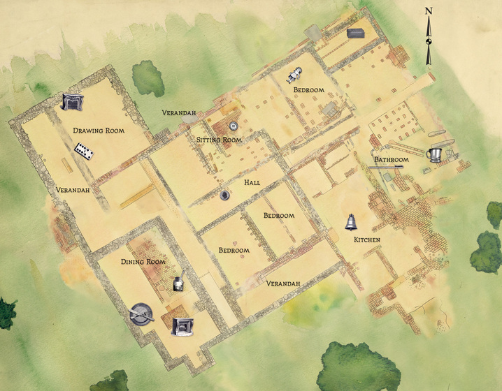 Map outlining the original house footprint of the Viewbank Homestead