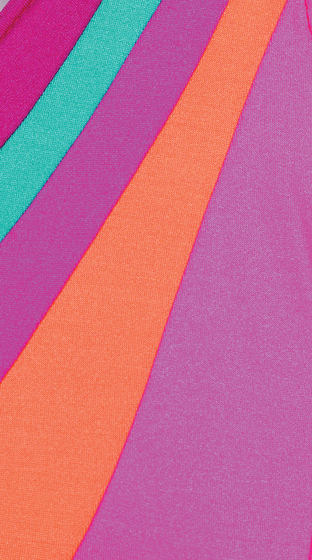 Detailed view of the multi-coloured lycra stripe dress