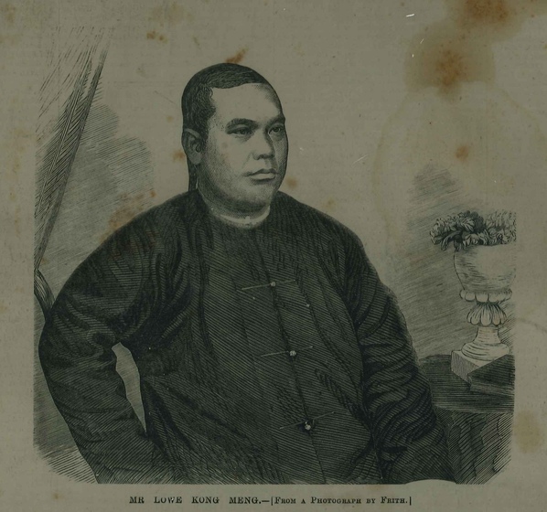 Drawn portrait of a Chinese man who is sitting and staring slightly away from the artist. He is wearing a formal shirt that is buttoned down the front.